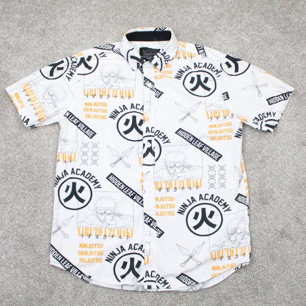NARUTO Shippuden AOP Shirt Mens Medium White Icon Logos All‎ Over Print S/S
